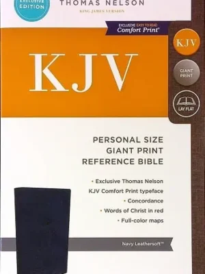 KJV Personal Size Giant Print Reference Bible, Navy, Leathersoft