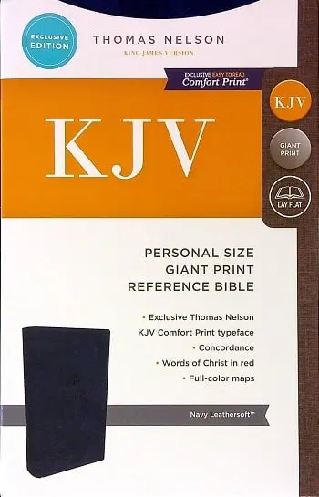 KJV Personal Size Giant Print Reference Bible, Navy, Leathersoft