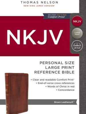 NKJV, End-of-Verse Reference Bible, Personal Size Large Print, Leathersoft, Brown, Red Letter, Comfort Print