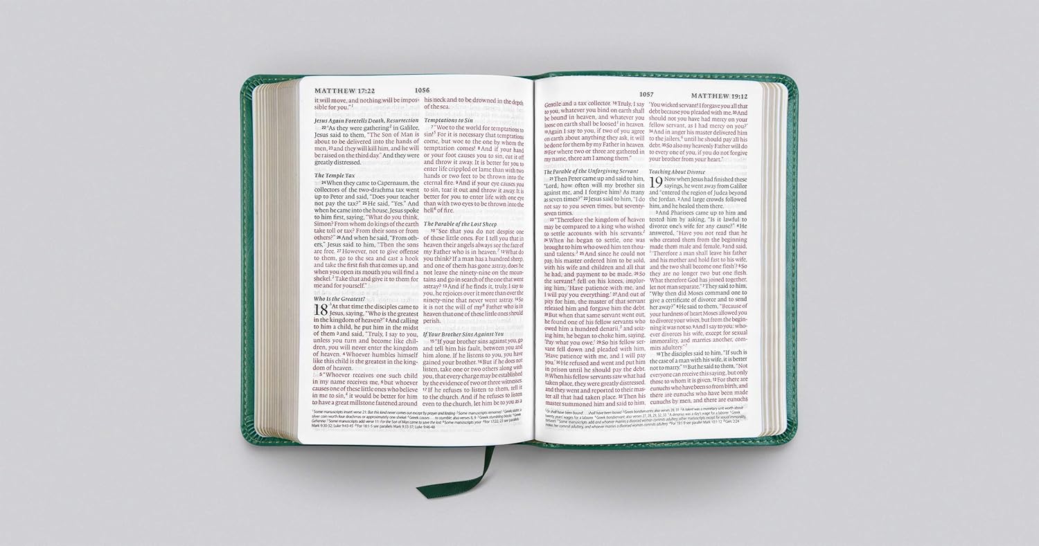 ESV Large Print Compact Bible, Red Letter (TruTone, Teal, Bouquet Design)