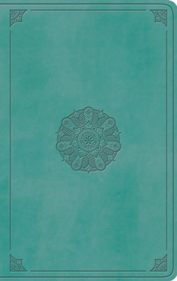 Cover of ESV Large Print Value Thinline Bible (TruTone, Turquoise, Emblem Design) Imitation Leather – Large Print, by ESV Bibles