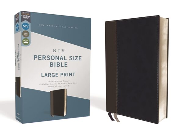 NIV, Personal Size Bible, Large Print, Leathersoft, Black, Red Letter, Comfort Print Imitation Leather