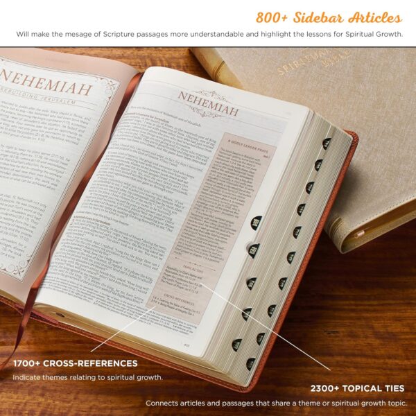The Spiritual Growth Bible, Study Bible, NLT -Faux Leather, White Printed Floral(Imitation Leather) - Image 4