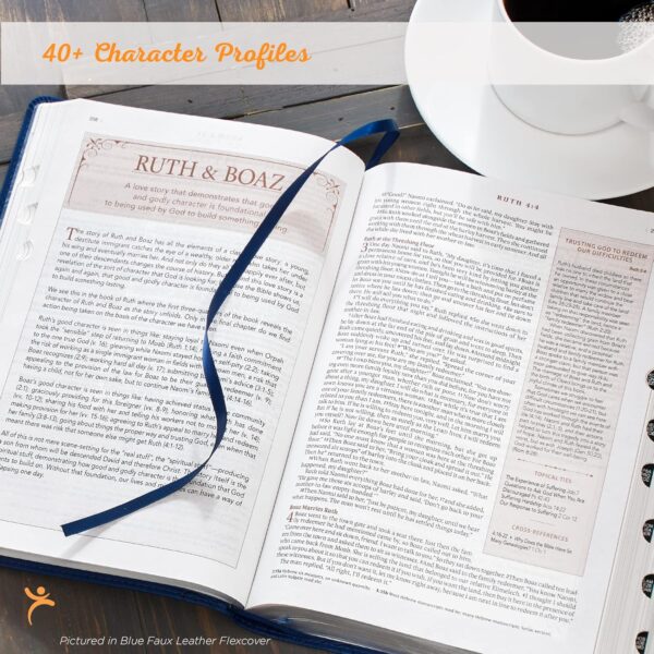 The Spiritual Growth Bible, Study Bible, NLT -Faux Leather, White Printed Floral(Imitation Leather) - Image 3