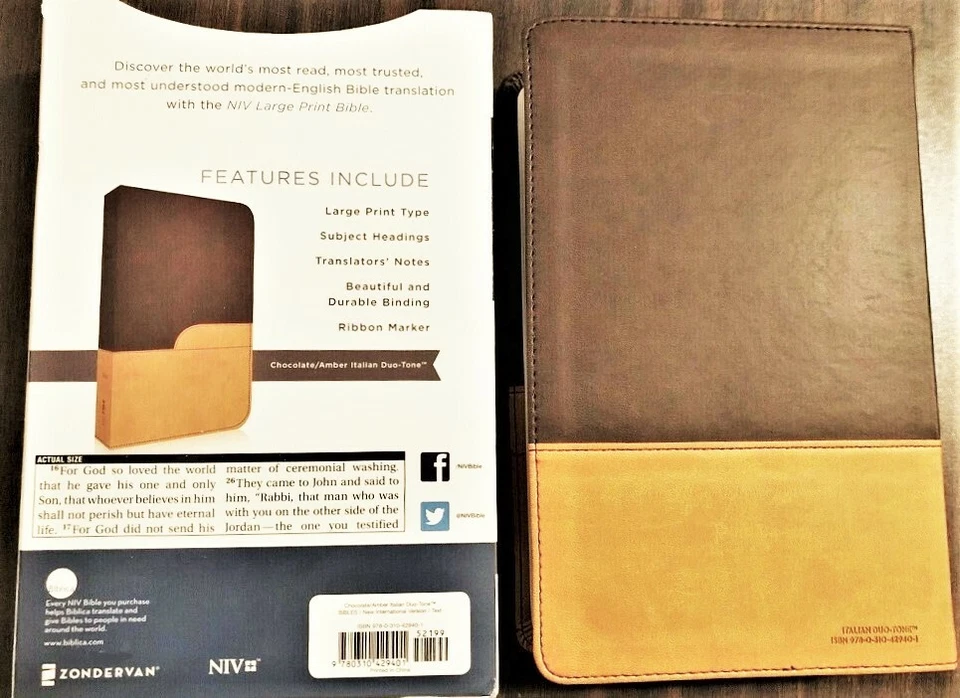 Zondervan NIV Personal Size Large Print Bible Chocolate Amber Leathersoft - Image 6